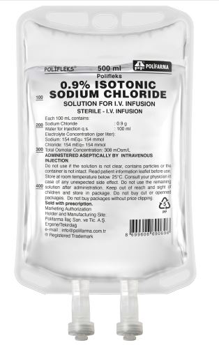 Polifleks 0.9% Isotonic sodium chloride Solution for I.V. Infusion, 15x1000ml